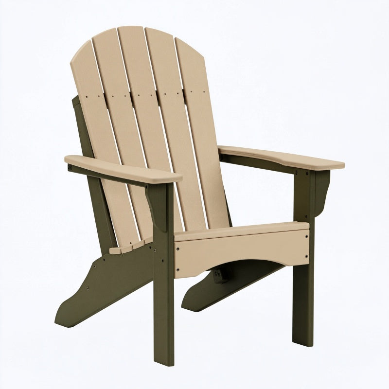 Sedia Adirondack 83 x 78 x 98 cm in plastica beige e verde per esterno - schienale inclinato