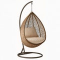 Poltrona sospesa da giardino 105 x 105 x 195 cm in fibra intrecciata marrone con supporto in metallo