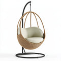 Poltrona sospesa 105 x 105 x 195 cm in fibra intrecciata naturale e metallo nero per relax da interno