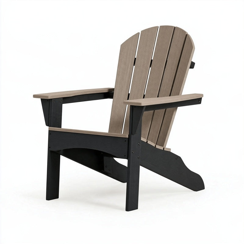 Sedia Adirondack da giardino 80 x 86 x 98 cm in plastica effetto legno tortora e nero