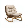 Sedia a dondolo 90 x 68 x 95 cm in legno beige con rivestimento tessile stile naturale