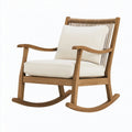 Poltrona a dondolo 72 x 90 x 98 cm in legno marrone con seduta beige stile contemporaneo