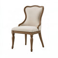 Sedia da pranzo 58 x 65 x 104 cm in legno e tessuto beige stile classico imbottita