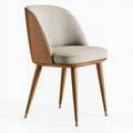 Sedia imbottita 57 x 60 x 82 cm in legno e tessuto beige - schienale curvo moderno
