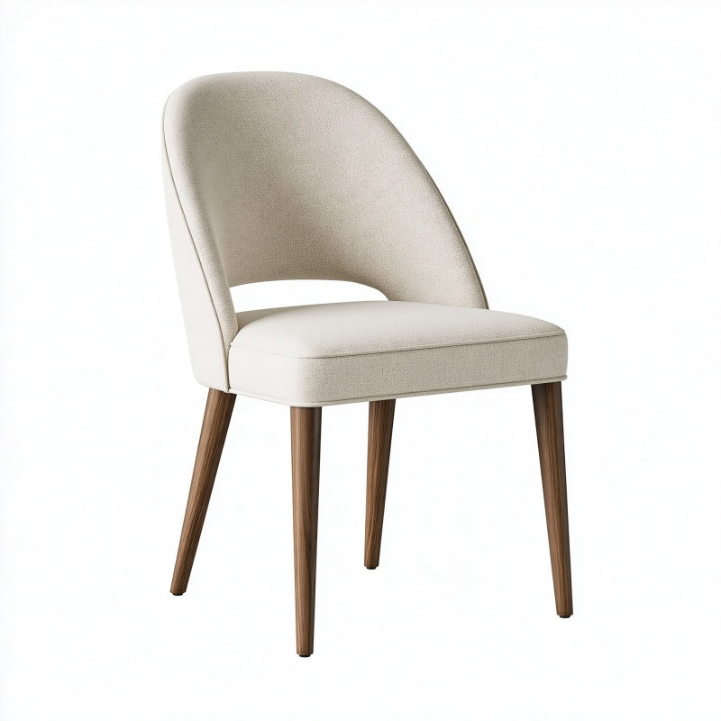 Sedia imbottita 56 x 58 x 80 cm in tessuto beige con gambe in legno stile moderno