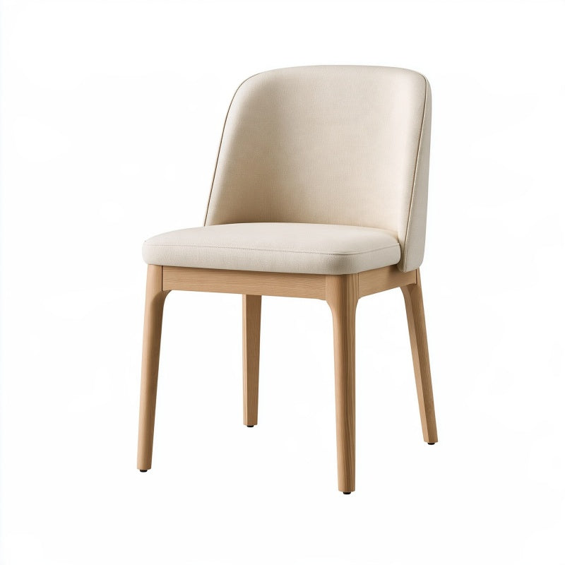 Sedia da pranzo 48 x 56 x 82 cm in tessuto beige e legno naturale - schienale imbottito