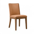 Sedia da pranzo 48 x 58 x 100 cm in legno marrone con rivestimento effetto pelle stile classico