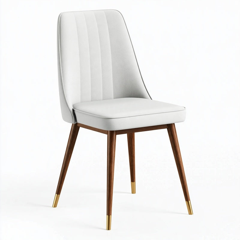 Sedia da pranzo 48 x 58 x 85 cm bianca imbottita con gambe in legno stile moderno