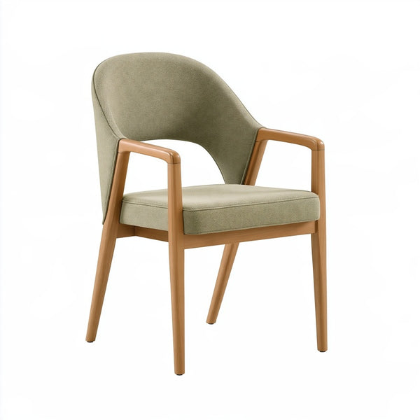 Sedia da pranzo 56 x 58 x 82 cm in tessuto verde e legno - stile moderno con braccioli