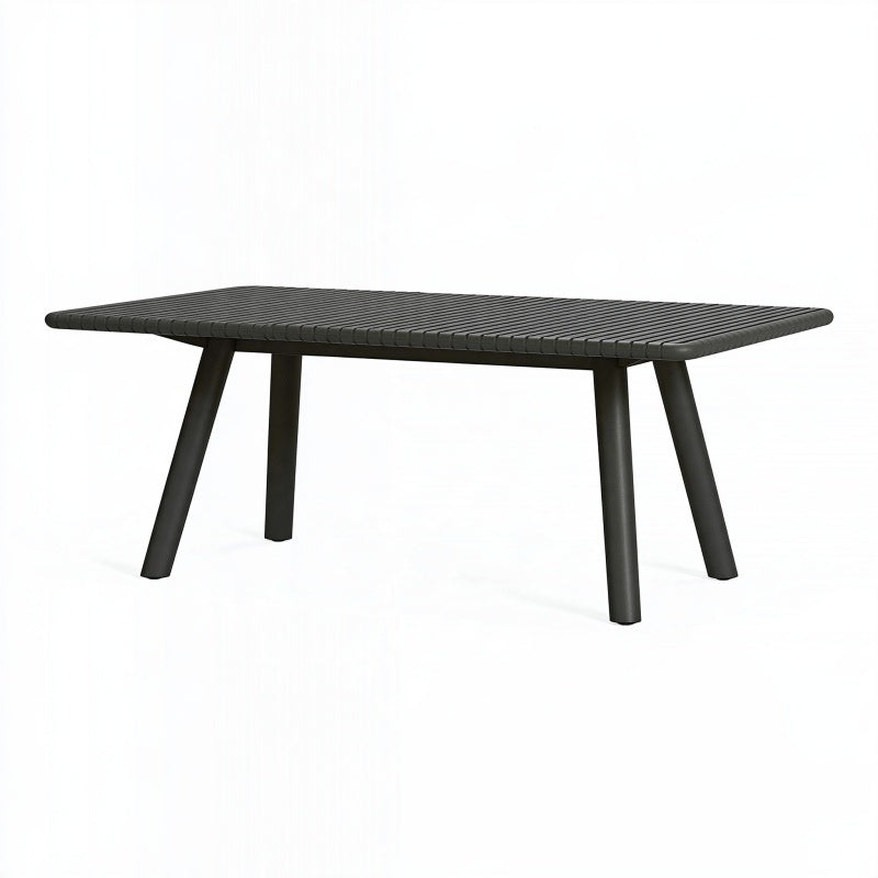 Tavolo da pranzo da esterno 180x90x75 cm in metallo nero a doghe moderno