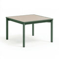 Tavolo da giardino 90 x 90 cm in metallo verde con piano effetto legno quadrato moderno