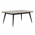 Tavolo da pranzo 160 x 90 x 75 cm in legno grigio con gambe nere stile moderno