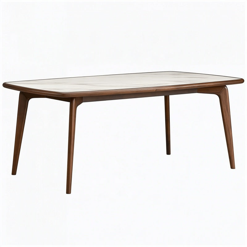 Tavolo da pranzo 160 x 90 x 75 cm in legno marrone con piano effetto marmo stile moderno