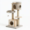 Tiragraffi per gatti 60 x 50 x 150 cm in legno e sisal beige con cucce e piattaforme