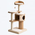 Tiragraffi per gatti 60 x 60 x 145 cm in legno beige con colonne in sisal e cuccia
