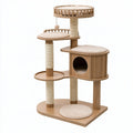 Albero tiragraffi per gatti 60 x 50 x 150 cm in legno beige con sisal e cuccia multilivello