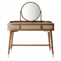 Toeletta 120 x 45 x 140 cm in legno marrone con specchio e cassetti stile naturale