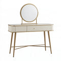 Toeletta 100 x 40 x 133 cm in legno e metallo bianco e oro con specchio stile moderno